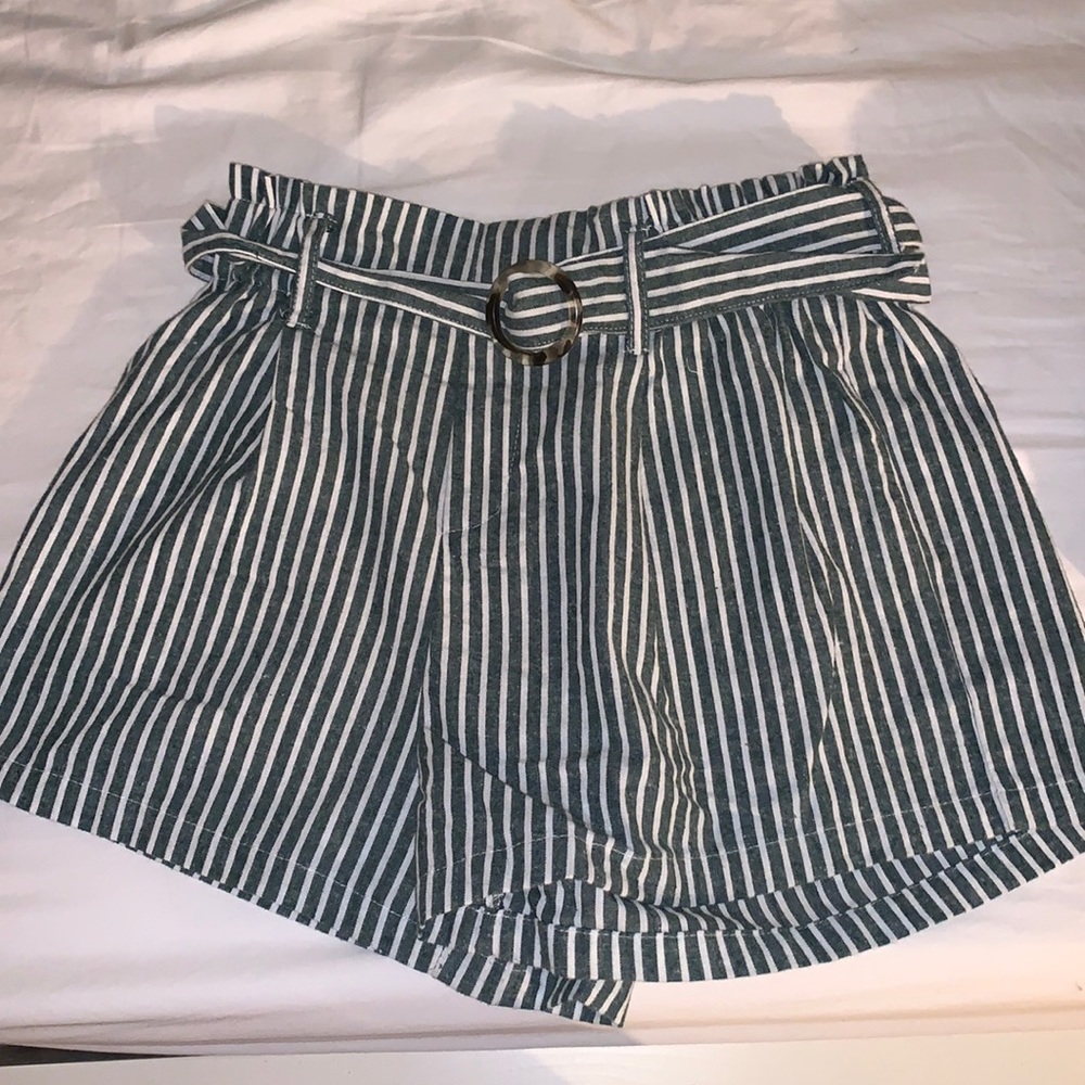 PacSun Green and White Striped Short